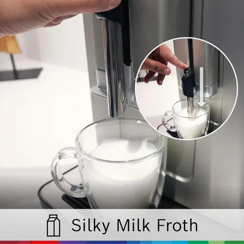 Vista 5 de Bosch Máquina de café y café expreso totalmente automática, bebidas de un solo toque, estilo barista, súper cafetera de doble taza, gran capacidad