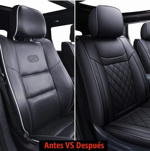 Vista 4 de Huidasource Fundas de asientos de automóvil para Grand Cherokee, 2 piezas de cobertura completa de cuero personalizada, funda de cojín de asiento