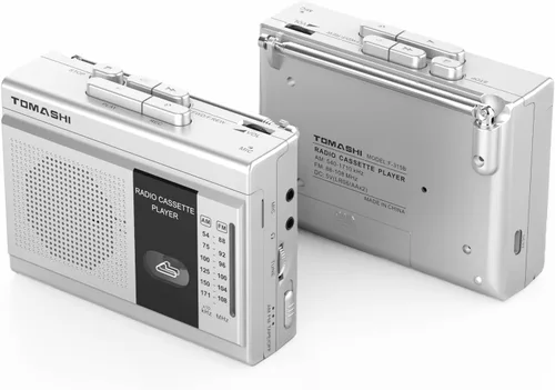 TOMASHI Reproductor de Casete y Grabador de Cinta FM AM Radio con Altavoz Integrado, Micrófono F-315B