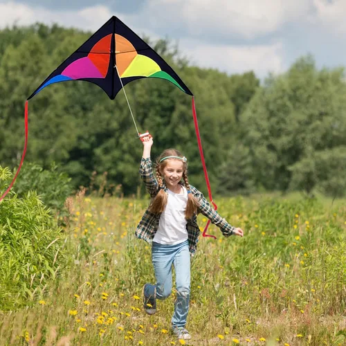 Vista 3 de Large Rainbow Delta Kite for Kids & Adults,Single Line Beach Kite for Kids Ages 4-8 & 8-12,Easy to Fly for Toddlers and Beginners