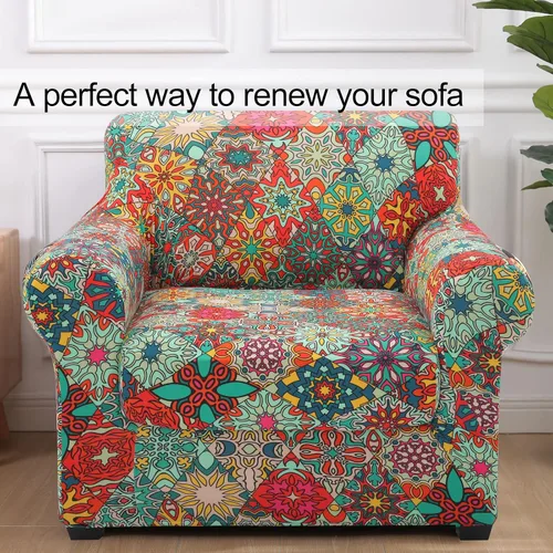 Vista 7 de hyha Fundas de sofá, fundas para silla/sofá, estampado floral, elásticas, estampadas, 2 piezas, funda para cojín separado de sofá, protector de Rojo