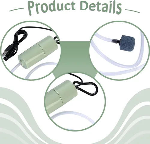Vista 6 de Aquarium Air Pump Lightweight Mini Sturdy Fish Pump Portable for Fish Tank Outdoor Fishing Accessories