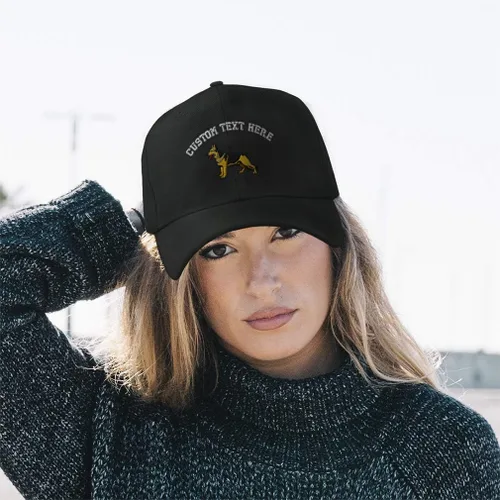 Vista 3 de Gorra de béisbol personalizada para perro pastor alemán, sombrero bordado para papá para hombres y mujeres