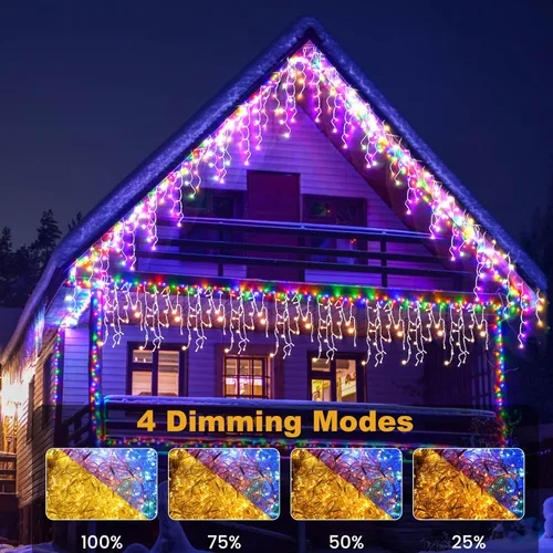 Vista 5 de Guirnalda de luces navideñas para exteriores, aplicación y control remoto, de color blanco cálido a multicolor, de 49 pies con 640 luces LED