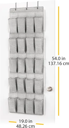 Vista 3 de Whitmor Organizador de zapatos sobre la puerta - 20 secciones - gris teñido espacial