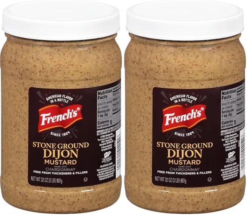 Vista 7 de French's Stone Ground Dijon Mustard, 32 onzas, un recipiente de 32 onzas de mostaza Dijon hecha con chardonnay real, perfecto para sándwiches