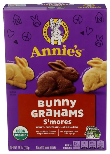 Vista 32 de Annie's Organic Chocolate Bunny Graham Snacks, 7.5 onzas Sabor a chocolate, USDA orgánico y sin OMG, sin sabores artificiales ni jarabe de maíz