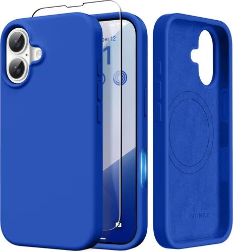 Vista 127 de GONEZ Funda magnética para iPhone 14, compatible con Magsafe, con protector de pantalla + protector de cámara, forro de microfibra antiarañazos