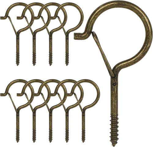 Vista 9 de 10 ganchos Q-Hanger de 3 pulgadas con hebilla de seguridad, ganchos de tornillo para tiras de luces al aire libre, ganchos de techo para plantas