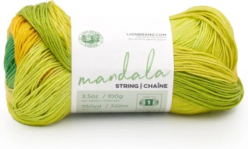 Lion Brand Yarn Hilo Mandala String, Hilo Fingering para Tejer y Crochet, Acoustic, 1 Paquete