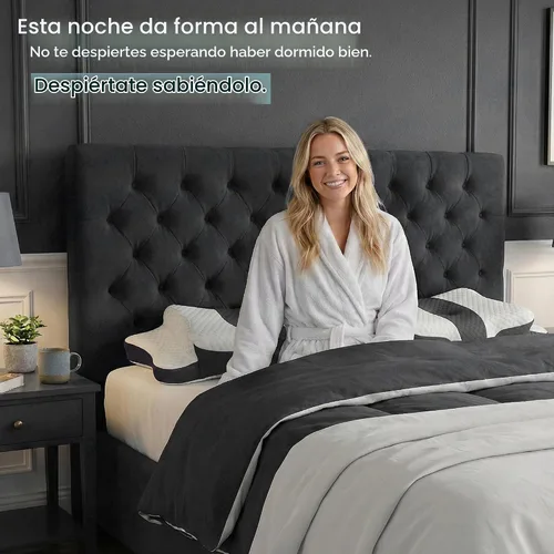 Vista 2 de Almohada cervical ergonómica para dormir – Almohada cervical de espuma viscoelástica para personas que duermen de lado y de espalda – Soporte