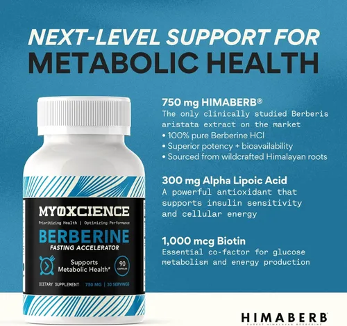 Vista 5 de MYOXCIENCE Acelerador de ayuno de berberina Himaberb Berberina HCL con ALA (ácido alfa lipoico) y biotina (90 cápsulas)