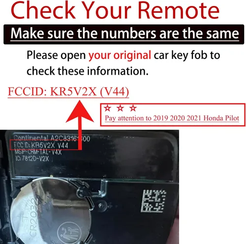 Vista 3 de MechanMagic - Funda de llave de repuesto para control remoto de Honda Civic 2018-2021/CR-V 2017-2022/Pilot 2016-2021 KR5V2X(V44) Smart Proximity