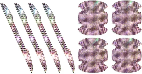 Vista 7 de 8 piezas de pegatinas protectoras con diamantes de imitación para manija de puerta de auto, protector de entrada de puerta de auto con adornos