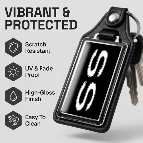 Vista 4 de Brotherhood Compatible con llavero de diseño de emblema SS Super Sport Turquesa azul
