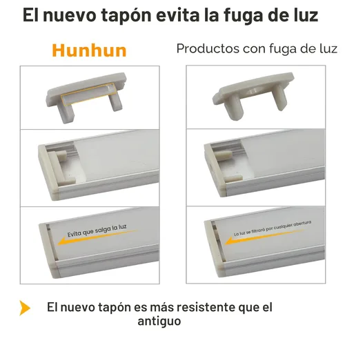 Vista 4 de hunhun Paquete de 10 canales de aluminio LED en forma de U de 6.6 pies con cubierta lechosa, tapas de extremo y clips de montaje, perfil de aluminio