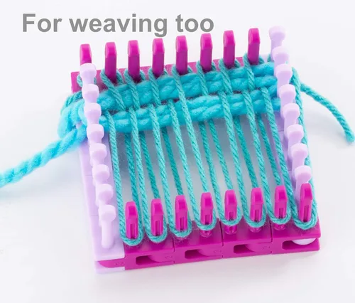 Vista 5 de Authentic Knitting Board Flexee Loom Links Skinny, calibre pequeño, para hilo fino, 48 eslabones, 96 clavijas