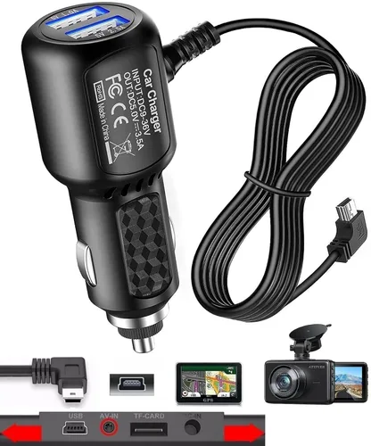 Vista 4 de Cable cargador de cámara para salpicadero, cable de alimentación del navegador GPS para Dash Cam Reproductor de MP3 GPS Navegador de carga