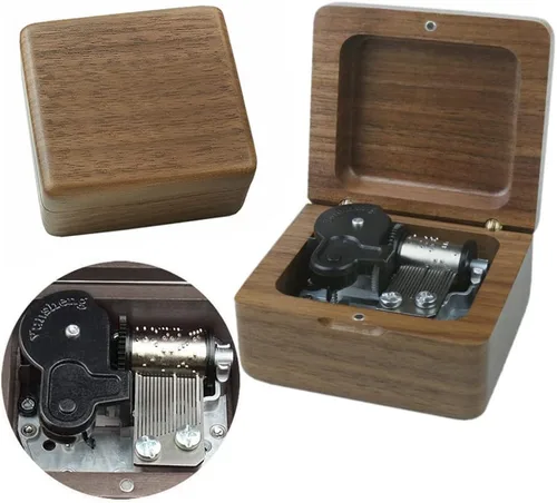 Sinzyo Caja de música vintage con mecanismo tallado de madera para regalo de cumpleaños, día de San Valentín, Navidad (una caja de madera de nogal