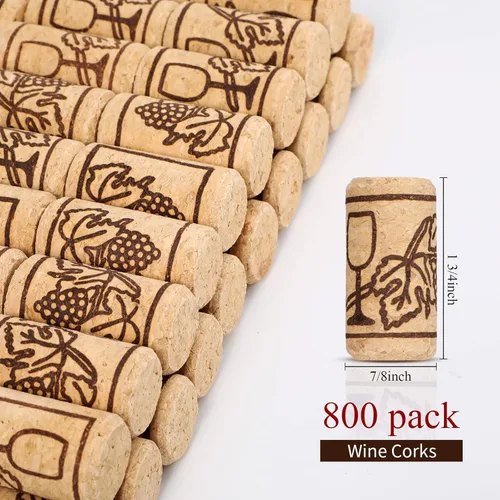 Vista 2 de Qunclay 800 corchos de vino de madera natural, tapones de corcho para botellas de vino, proyectos de manualidades, embotellado casero resistente a
