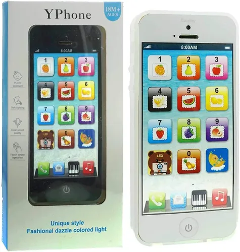 Teléfono celular de juguete Yphone, para niños, color negro, recargable por USB