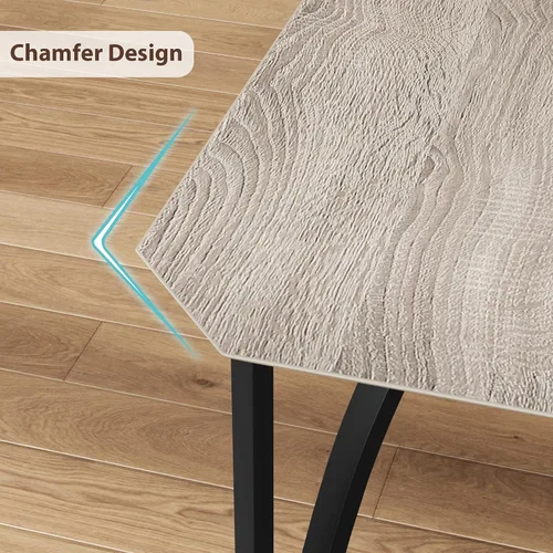 Vista 6 de GAOMON Juego de mesa de comedor para 4, mesa de cocina rectangular y sillas tapizadas para 4, juego de mesa de comedor de 5 piezas con diseño