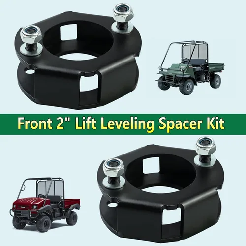 Vista 7 de Kit de 2 piezas de espaciadores delanteros de elevación de 2" para nivelación compatibles con Kawasaki Mule 1990-2019 2500 2510 3000 3010 4010 4000