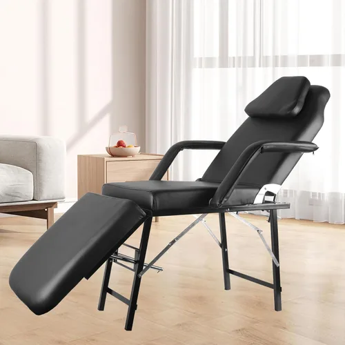 Vista 8 de BZ3E2 - Silla portátil plegable para tatuaje, color negro con bolsa de almacenamiento, cama de masaje ajustable, 73 pulgadas, ideal