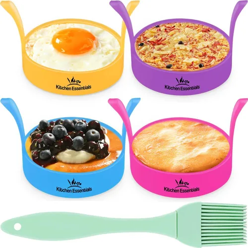Anillos de silicona para huevos, moldes de cocina multicolores antiadherentes de primera calidad para huevos, panqueques, sándwiches de desayuno de