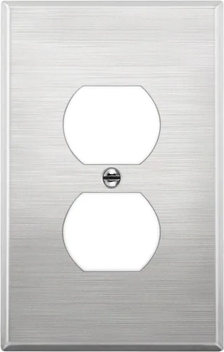 Vista 18 de LIDER Placa de pared de metal para receptáculo dúplex, cubierta de salida de acero inoxidable, resistente a la corrosión, tamaño mediano de 1