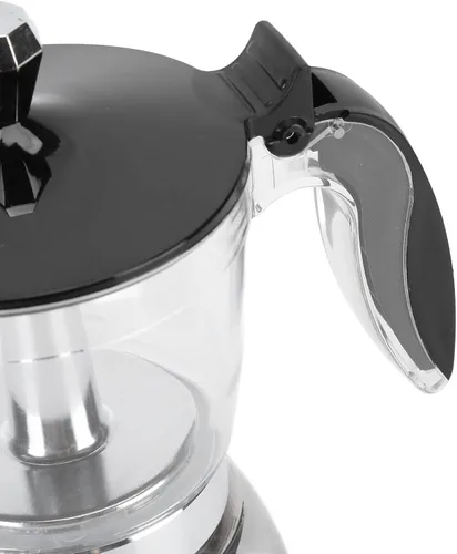 Vista 9 de Qiilu Olla moka prémium de 6 tazas, cafetera de acero inoxidable de 10.1 fl oz con tapa de vidrio, olla octogonal italiana para capuchino, café