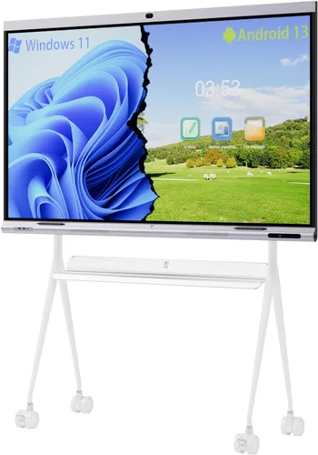 Tiburn INSPUR - Placa inteligente Ultra 4K UHD de 65 pulgadas | Android 13 y Windows 11 Pro Dual OS, micrófono de matriz de 8 líneas, cámara web de
