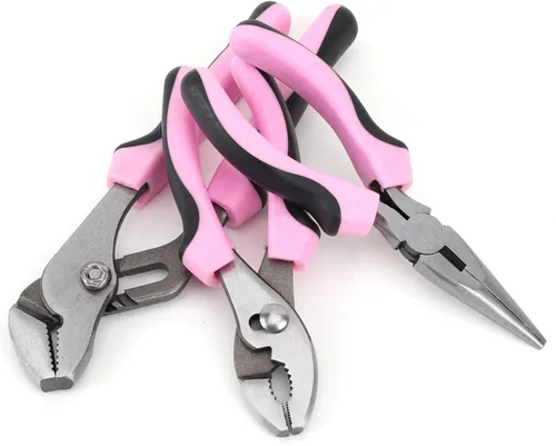 Vista 4 de FASTPRO Juego de herramientas rosa, 220 piezas Lady's Home Repairing Tool Kit con 12 pulgadas de ancho boca abierta bolsa de herramientas