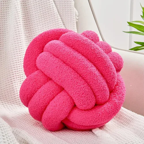 Vista 25 de Uvvyui Bola de almohada de nudo, almohadas decorativas suaves para el hogar, almohada decorativa redonda, almohada de felpa anudada hecha a mano