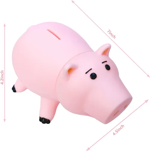 Vista 7 de Hucha plástica linda de la caja del dinero del cerdo rosa para el regalo de cumpleaños del niño sin la caja