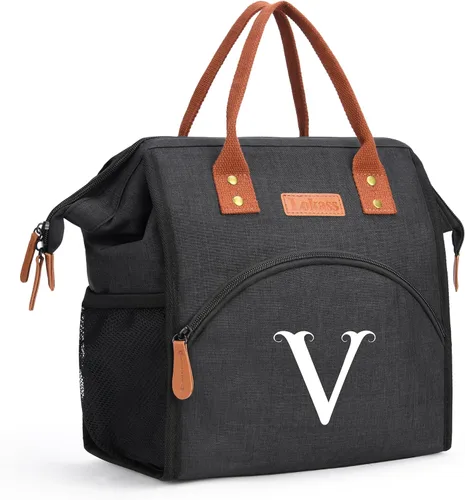 Vista 47 de Lonchera personalizada para mujer, inicial, bolsa de almuerzo aislada reutilizable, lonchera térmica de apertura amplia para adultos, bolsa