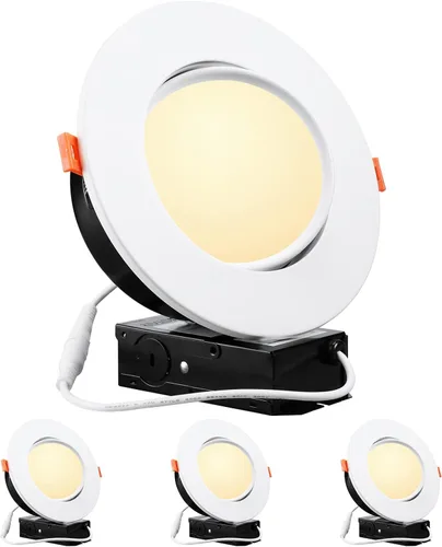 Vista 11 de TORCHSTAR Iluminación empotrable LED de cardán 5CCT de 6 pulgadas con caja de conexiones regulable, 2700 K/3000 K/3500 K/4000 K/5000 K