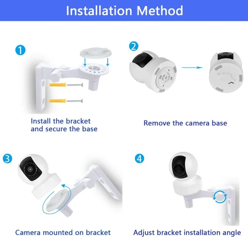 Vista 6 de Soporte de pared compatible con TP-Link Tapo C210/C200 y Kasa Indoor Pan EC70/KC410S, soporte ajustable para cámara de seguridad, rotación de 180