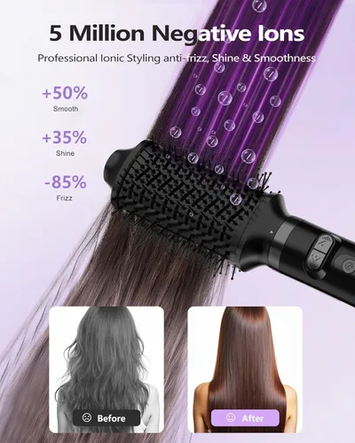 Vista 4 de TASNEEM Cepillo secador de pelo, estilizador de aire caliente profesional 7 en 1 para estilizar el cabello, cepillo giratorio para secador de pelo
