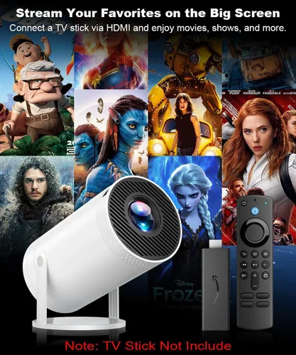 Vista 4 de Mini proyector, proyector portátil nativo 1080P con estuche de transporte, soporte 4K, proyector de películas al aire libre rotatorio de 270°