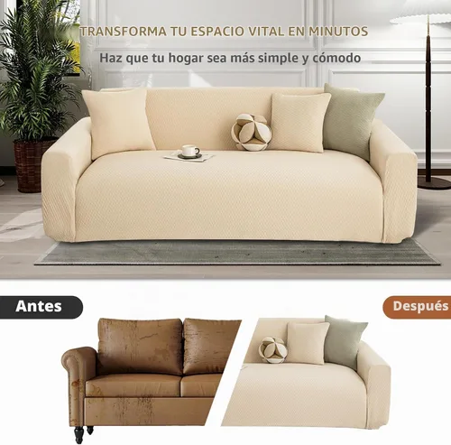 Vista 4 de Fundas elásticas para sofá de 2 cojines, aptas para mascotas, lavables, protectores de muebles con parte inferior elástica para gatos y perros