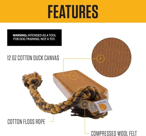 Vista 2 de Carhartt Herramientas de entrenamiento para mascotas, herramienta resistente para perros para tirar, buscar y jugar, parachoques comprimido Flet