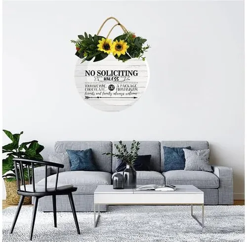 Vista 3 de KPSheng Letrero divertido con texto en inglés «No Soliciting Unless You Have Wine Chocolate» para el hogar o la casa, divertido letrero