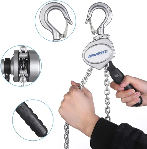 Vista 7 de Abrazadera de haz vertical de 4400 libras (2 toneladas) límite de carga de trabajo y mini polipasto de cadena de palanca de 1/2 tonelada 1100 libras