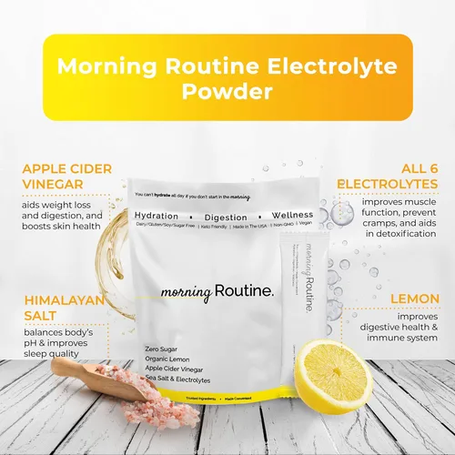 Vista 5 de Morning Routine - Hidratación diaria Paquetes de electrolitos en polvo con vinagre de sidra de manzana, limón y sal marina Polvo hidratante