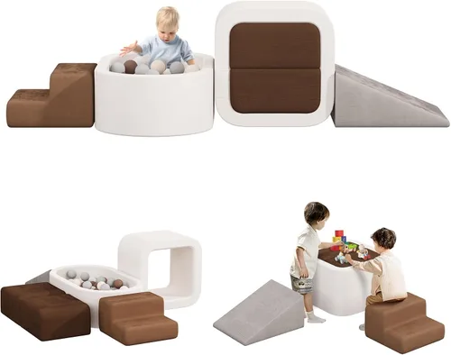 BanaSuper - Juego de 6 bloques de escalada de espuma para niños con túnel