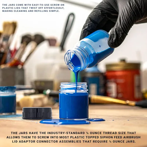 Vista 5 de Master Airbrush TB-001 - Botellas vacías de vidrio de 3/4 onzas (22 cc) con tapas de plástico, frascos de repuesto, botellas de almacenamiento