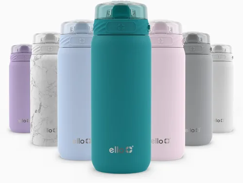Vista 15 de Ello Cooper Twist - Botella de agua de acero inoxidable de 32 onzas con tapa para beber A prueba de fugas Doble pared y aislada al vacío Asa