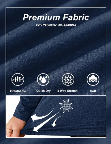 Vista 5 de TACVASEN Sudadera de manga larga con cremallera de un cuarto para hombre, sudadera de golf con cremallera de 14, sudadera térmica con forro polar