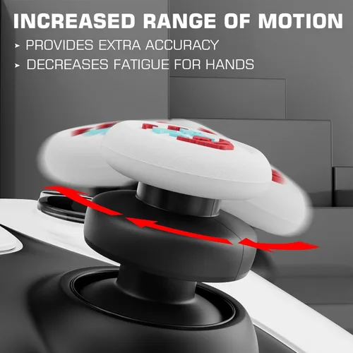Vista 4 de PlayRealm NO FALLING OFF Thumbstick Extender & Silicone Grip Cover 2 Sets for PS5 & PS4 Controller (Joker White)